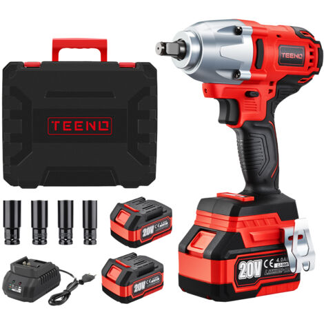 Clé à Chocs Sans Fil TEENO - Couple 600 Nm, 2 Batteries 4.0 Ah - Parfaite Pour Démonter Les Pneus De Voiture, Bricolage Intensif