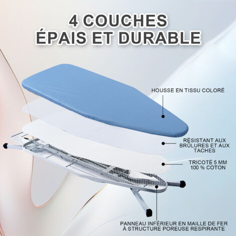 Table à Repasser Pliante Réglable En Hauteur - 107x30cm, Repose-fer, Housse Coton, Pieds Antidérapants, Légère Et Compacte - 8