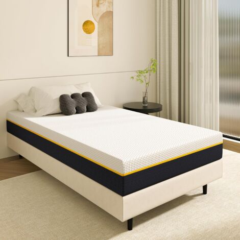 Matelas à mémoire de forme 90x190 DEWINNER, Haut 17cm, éponge en fibre de charbon de bambou, 7 zones différenciées  Orthopédique, Anatomique, Respirable et Extrêmement Durable