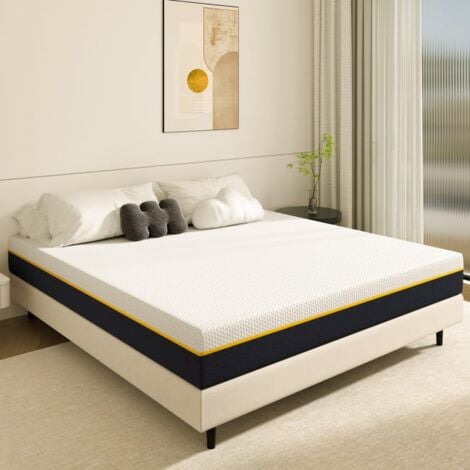 Matelas 140x190 à mémoire de forme DEWINNER,  Haut 17 cm, Matelas en Mousse à mémoire de Forme, éponge en fibre de charbon de bambou, Double matériau, Fermeté Moyenne, Anti-humidité, hypoallergénique