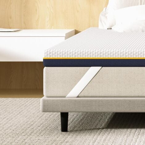 Surmatelas 90 x 190 x 7,5CM Dewinner, Mousse à Mémoire de Forme, Ergonomique, Certifié Oeko-TEX, Tissu Doux et Respirant, Housse Lavable et Hypoallergénique