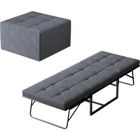 Canapé-lit Pliant 1 Personne 76x197 Cm - Dossier Réglable 5 Positions, Sans Assemblage - Pour Bureau Ou Chambre D'amis