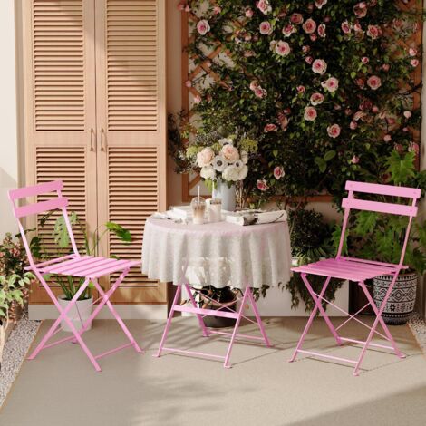 SVITA BERLIN Mobilier De Balcon Ensemble De Bistrot Chaise Table Jardin Bistro Café Meubles Pliants En Métal Vert Foncé - 6