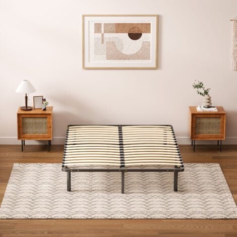 Sommier à Lattes sur pieds DEWINNER - Lit 140x190cm - 7 Pieds Inclus - Noir
