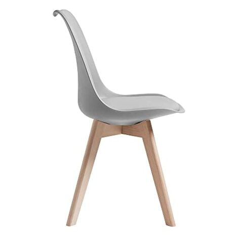 Chaises de Salle à Manger scandinave DEWINNER, Chaise de Bureau rétro, Assise rembourrée en hêtre Massif (Gray, Lot de 6)