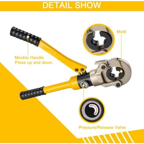 Pince à sertir professionnelle TEENO(100kn), pour tuyaux en cuivre, tuyaux en acier inoxydable, inserts de mâchoire : V12, V15, V18, V22, V28 (Crimpen V12-28)