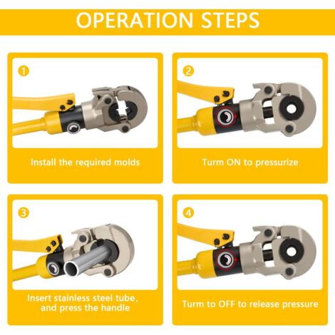 Pince à sertir professionnelle TEENO(100kn), pour tuyaux en cuivre, tuyaux en acier inoxydable, inserts de mâchoire : V12, V15, V18, V22, V28 (Crimpen V12-28)