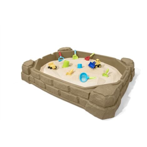 Spielwerk Bac à sable en bois d'épicéa avec toit réglable de protection UV  jeu pour enfants extérieur jardin -Merle (de)