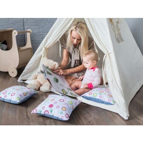 SUNNY Alba Tente Tipi pour Enfants en Gris | Tente de Jeu avec Tapis pour  l'intérieur / chambre | 120x120 cm