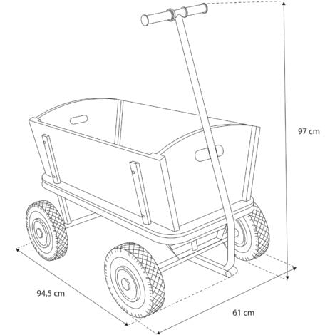 SUNNY Billy Chariot de Jardin, Bois - Rouge - 94x61x97cm/100 kilos max  Chariot pour Jardin, Chariot Jardin 4 Roues  Chariot de Plage, Chariot pour la Plage, Charette de Plage