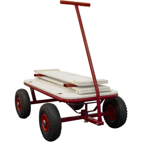 SUNNY Billy Chariot de Jardin, Bois - Rouge - 94x61x97cm/100 kilos max  Chariot pour Jardin, Chariot Jardin 4 Roues  Chariot de Plage, Chariot pour la Plage, Charette de Plage