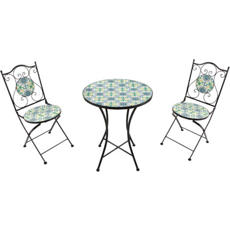 Axi Amélie Table Et Chaise Bistrot, 2 Chaises 1 Table, Ensemble Bistro Extérieur Mosaique Bleu/Jaune, Sicilien Salon De Jardin Bistrot, Table Bistrot Mosaique Pour Jardin/Balcon/Terrasse (1/5)