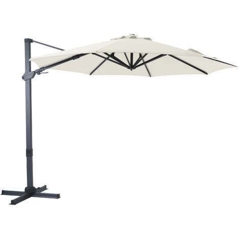 Axi Cyrus Premium Parasol Déporté Gris/Beige - Rectangulaire Ø 300Cm - Structure Aluminium - Rotation 360 - Inclinable - Résistant Aux Uv (1/5)