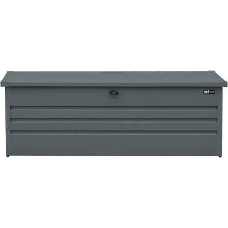 Axi Miles Coffre De Jardin En Métal - 1000L, Anthracite 185 X 82 X 75 Cm - Coffre De Rangement Extérieur Avec Fond Et Serrure - Meuble Exterieur Rangement Outils De Jardinage, Coussins