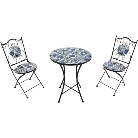 Axi Amélie Table Et Chaise Bistrot, 2 Chaises 1 Table, Ensemble Bistro Extérieur Bleu Delfts Salon De Jardin Bistrot, Table Bistrot Mosaique Pour Jardin/Balcon/Terrasse (1/5)