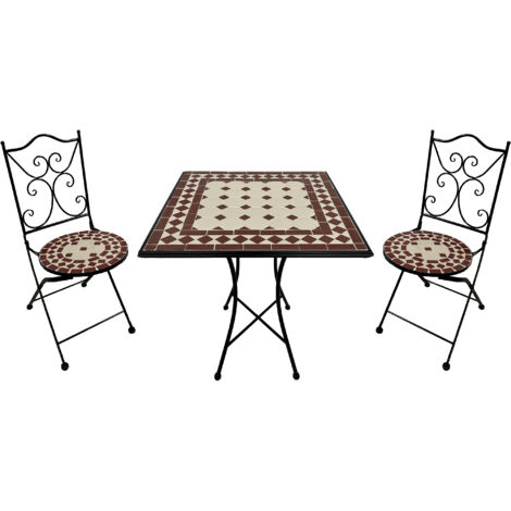Axi Camilla Table Et Chaise Bistrot, 2 Chaises 1 Table,  Ensemble Bistro Extérieur, Mosaique Vin Rouge - Salon De Jardin Bistrot, Table Bistrot Pour Jardin/Balcon/Terrasse