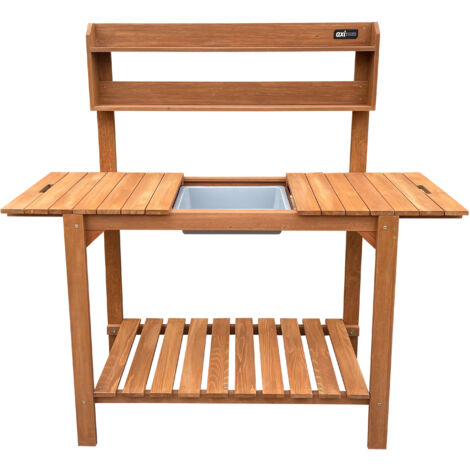 Axi Table De Rempotage, Avec Plan De Travail Coulissant, Marron - 100 X 46 X 140 Cm Table De Jardinage Fsc 100 % Bois De Pruche  - Espace De Rangement Pour Le Jardin/Balcon/Terrasse