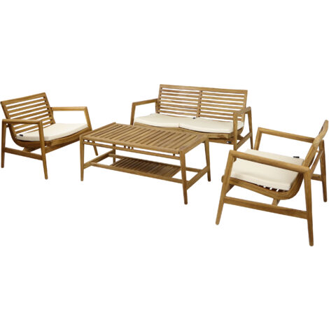 Axi June Salon De Jardin Avec 1 Canapé, 2 Fauteuils Et Une Table De Jardin Canapé De Jardin 4 Pièces En 100 % Teck Ensemble Table Et Chaise De Jardin (1/5)