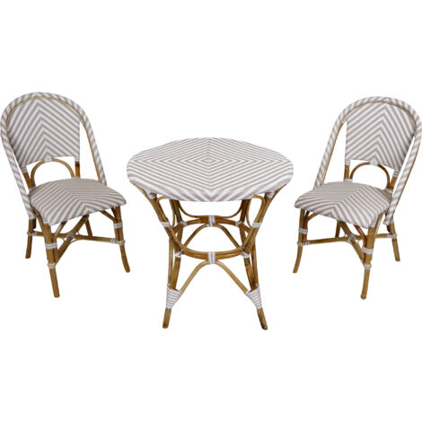 Axi Jacqueline Table Et Chaise Bistrot, Rose Sombre/Blanc, 2 Chaises 1 Table, Ensemble Bistro Extérieur Table De Bistro Avec 2 Chaises, Rotin Mobilier De Jardin Bistro Pour Jardin (1/5)