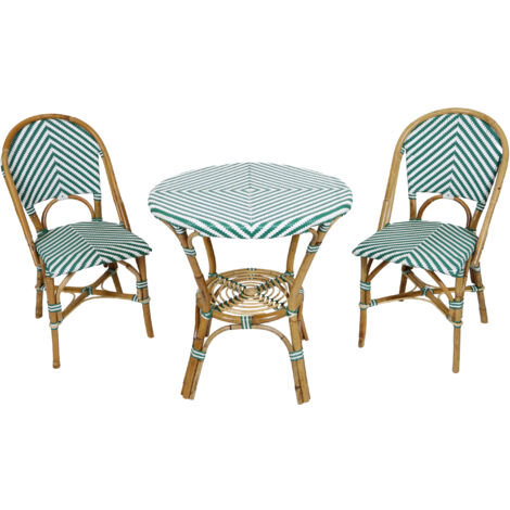 AXI – Ensemble table et chaise de jardin – 2 chaises et 1 table – Rotin naturel et PVC – Design vintage – Mobilier léger et résistant aux intempéries (1/5)