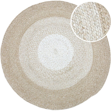 Axi Corfu Tapis D'Extérieur, Rond, Beige/Blanc, 180 X 180 Cm / Épaisseur : 5 Mm - Tapis Jardin Extérieur/Intérieur - Tapis Balcon Fabriqué À Partir De Bouteilles En Pet Recyclées