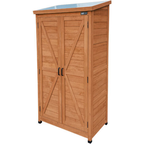 Axi Hugo Armoire De Jardin En Bois Marron Caffé - 85 X 52 X 174 Cm Armoire Exterieur, Armoire À Outils Pour Le Jardin Avec 3 Étagères Fixes / Meuble Exterieur Rangement Pour Le Jardin