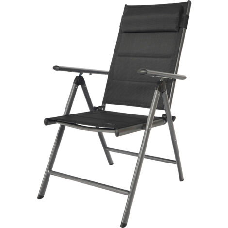 Axi Mack Chaise De Camping Anthracite/Noir - 68 – 97 Cm X 53 X 108 – 90 Cm Chaise Jardin Pliante Et Compacte, 7 Positions, Avec Coussin Cadre Aluminium
