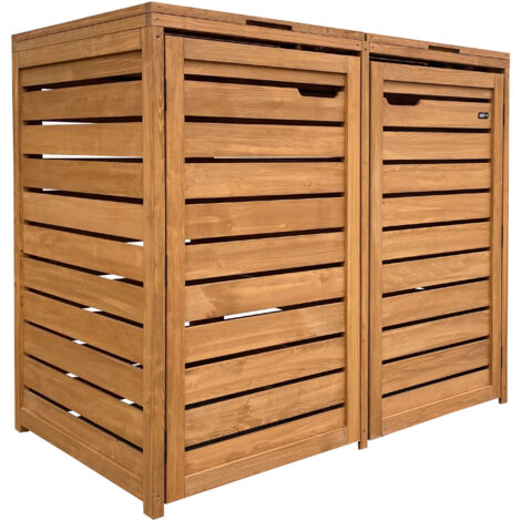 Axi Lex Cache Poubelle En Bois Marron - Abri Poubelle Pour 2 Conteneurs - Max. 240L - Abri Poubelle Extérieur Avec Excellente Ventilation