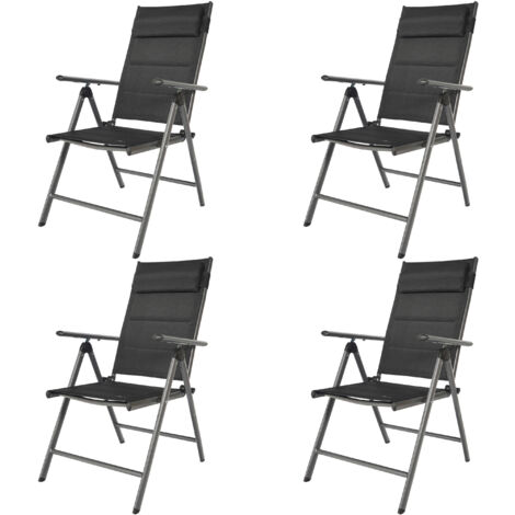 Axi Mack 4 Chaises De Camping Anthracite/Noir - 68 – 97 Cm X 53 X 108 – 90 Cm Chaises Jardin Pliantes Et Compactes, 7 Positions, Avec Coussin Cadre Aluminium