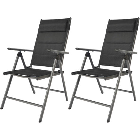 Axi Mack 2 Chaises De Camping Anthracite/Noir - 68 – 97 Cm X 53 X 108 – 90 Cm Chaises Jardin Pliantes Et Compactes, 7 Positions, Avec Coussin Cadre Aluminium