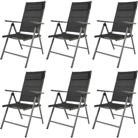 Axi Mack 6 Chaises De Camping Anthracite/Noir - 68 – 97 Cm X 53 X 108 – 90 Cm Chaises Jardin Pliantes Et Compactes, 7 Positions, Avec Coussin Cadre Aluminium