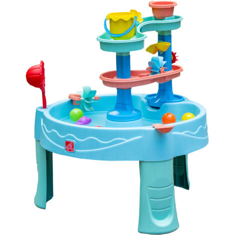 Step2 Double Spin & Showers Table À Eau Avec Ensemble D'Accessoires 22 Pièces Jouets D'Eau Pour Enfants Table D'Activités À Eau Pour Le Jardin