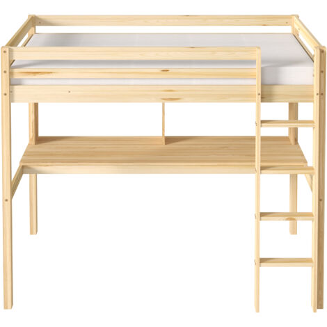 Sunny Sil Lit Mezzanine Avec Bureau, Couleur Naturelle, En Bois Lit En Mezzanine Pour Enfants - Sans Matelas - Avec Échelle 208 X 100,5 X 172 Cm Pour Matelas : 90 X 200 Cm (1/5)