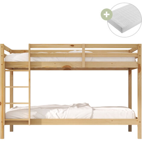 Sunny Jip Lits Superposés En Bois, Beige Lits Superposés Pour Enfants 2 Places - 2 Matelas Hybrides 90 X 200 Inclus Dimensions Totales: 208 X 97 X 140Cm (1/5)