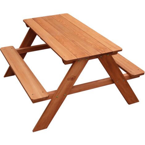 Sunny Dave Table Pique Nique En Bois, Marron  Table De Pique Nique Enfant Pour Le Jardin, Table Picnic, Table Picnic Bois  - 89 X 89 X 50,5 Cm