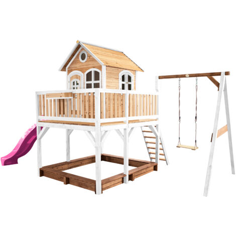 Smoby Life - Maison Pilotis avec toboggan - Nouveau colori - Plateforme 70cm - Anti-UV - Fabriqué en France - Jeux - Jouets