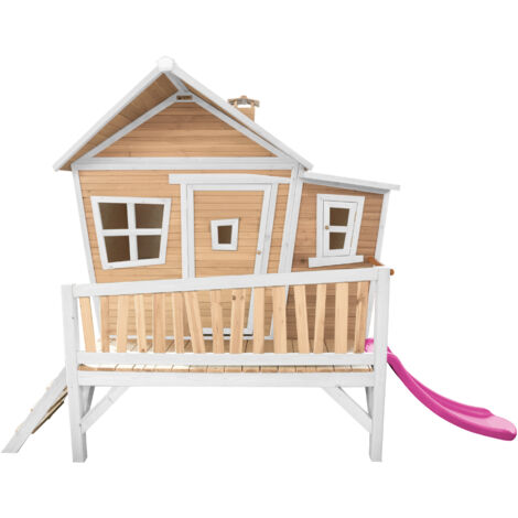 Axi Emma Maison Enfant Avec Toboggan Violet Aire De Jeux Pour L'Extérieur En Marron & Blanc Maisonnette / Cabane De Jeu En Bois Fsc