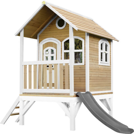 Axi Tom Maison Enfant Avec Toboggan Gris Aire De Jeux Pour L'Extérieur En Marron & Blanc Maisonnette / Cabane De Jeu En Bois Fsc