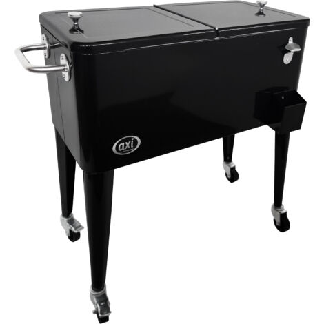 Axi Retro Cooler Noir  Réfrigérateur De Boissons Mobile Pour L’Extérieur / Le Jardin  Glacière 76 Litre