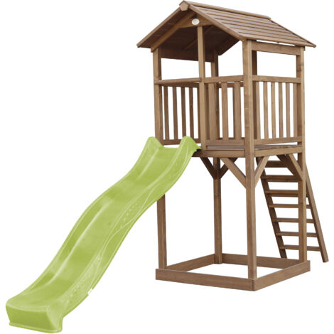 Axi Beach Tower Aire De Jeux Avec Toboggan En Vert Clair & Bac À Sable  Grande Maison Enfant Extérieur En Marron  Cabane De Jeu En Bois Fsc