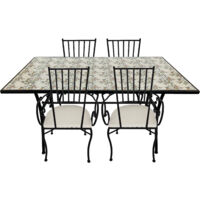 Axi Leonie Table Et Chaise Bistrot, 4 Chaises 1 Table, Ensemble Bistro Extérieur, Mosaique Bleu Mediterrannéen - Salon De Jardin Bistrot, Table Bistrot Pour Jardin/Balcon/Terrasse
