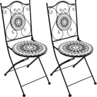 Axi Amélie 2 Chaises Bistrot, Noires Et Blanches, Pliantes Salon De Jardin Bistrot, Chaises De Jardin Mosaique Pour Jardin/Balcon/Terrasse
