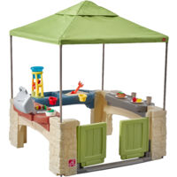 Cabane de jardin pour enfant en plastique – Cuisine avec évier et robinet – Table de jeu sable et eau – Design ouvert avec verrière – Step 2