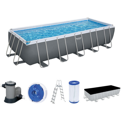 Power Steel™ Frame Pool Komplett-Set mit Filterpumpe 640 x 274 x 132 cm,  grau,