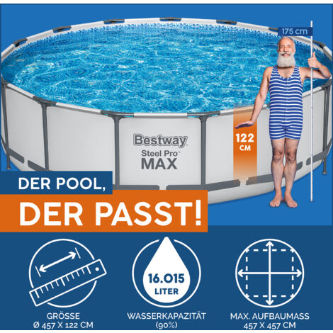 Steel Pro MAX™ Solo Pool ohne Zubehör Ø 457 x 122 cm, lichtgrau, rund