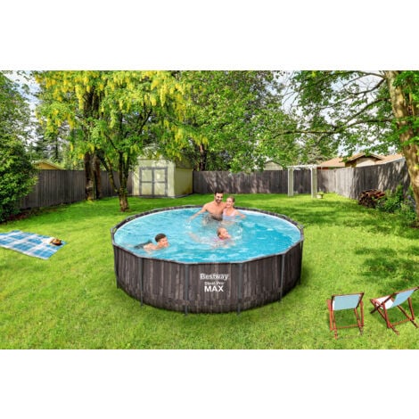 Steel Pro MAX™ Solo Pool ohne Zubehör Ø 427 x 107 cm, HolzOptik