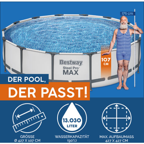 Steel Pro MAX™ Frame Pool Komplett-Set mit Filterpumpe Ø 427 x 107 cm ...