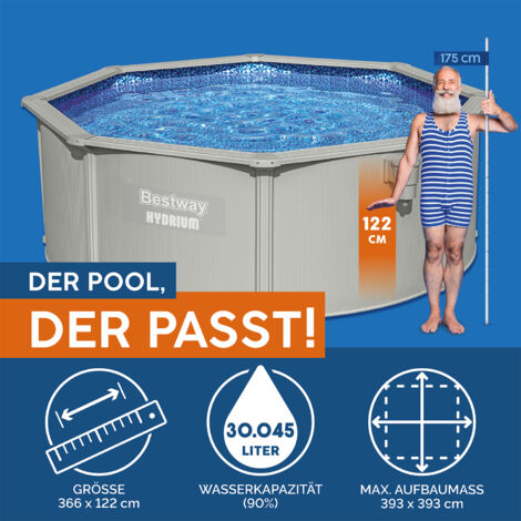 Hydrium™ Stahlwandpool KomplettSet mit Sandfilteranlage Ø 360 x 120 cm