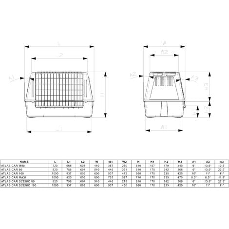 Ferplast ATLAS CAR Trasportino per cani per viaggi in automobile. Varie misure.. Variante 80 - Misure: 82 x 51 x h 61 cm - Grigio