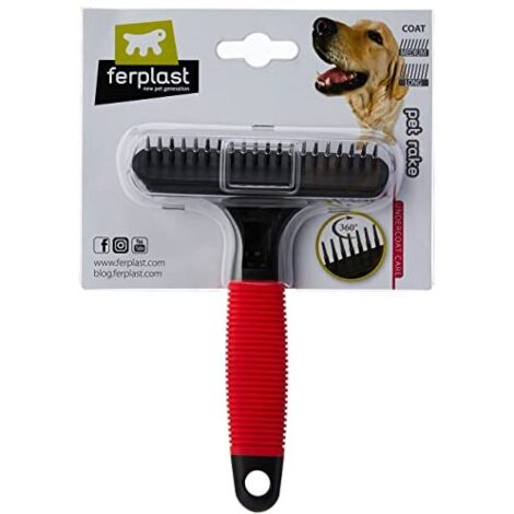 Ferplast Pettine per Cani e Gatti 2 in 1 Pelo Medio e Lungo, Denti Rotanti Arrotondati Anti-Irritazione e Manico Antiscivolo